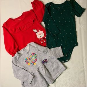 NWOT/EUC Bundle of Tops - 2 Fleeces & 1 Bodysuit, Size 18 Months, Christmas